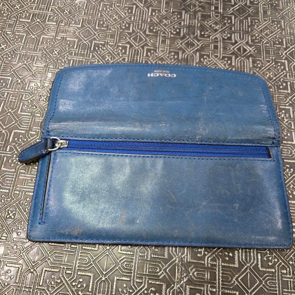 🐢 Coach Royal Blue Vintage Leather Clutch/Wallet - Picture 11 of 16
